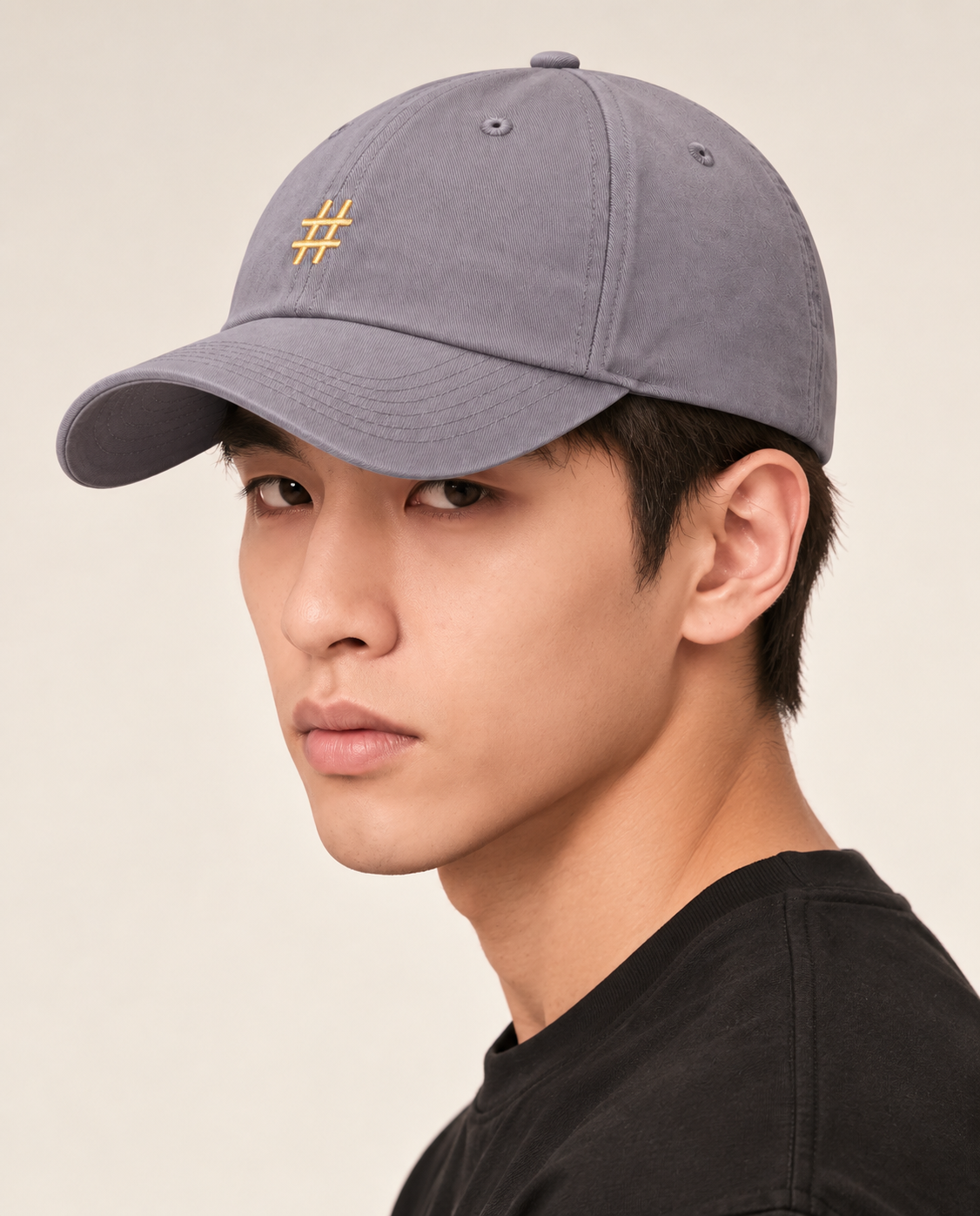 Dièse cap with gold embroidery — Light slate grey