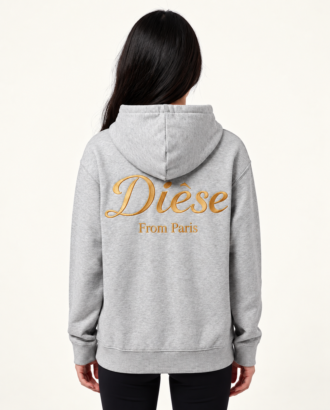 Sharp Hoodie with gold embroidery — Heather grey