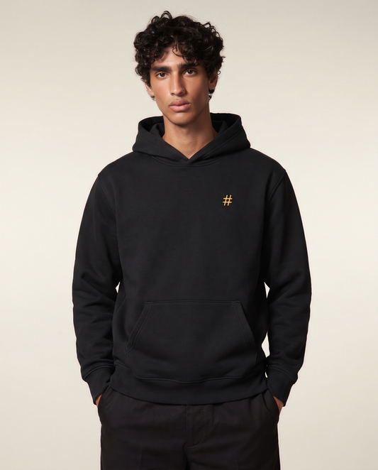 Hoodie Dièse à broderie dorée — Noir profond — ✦ ÉDITION LIMITÉE ✦