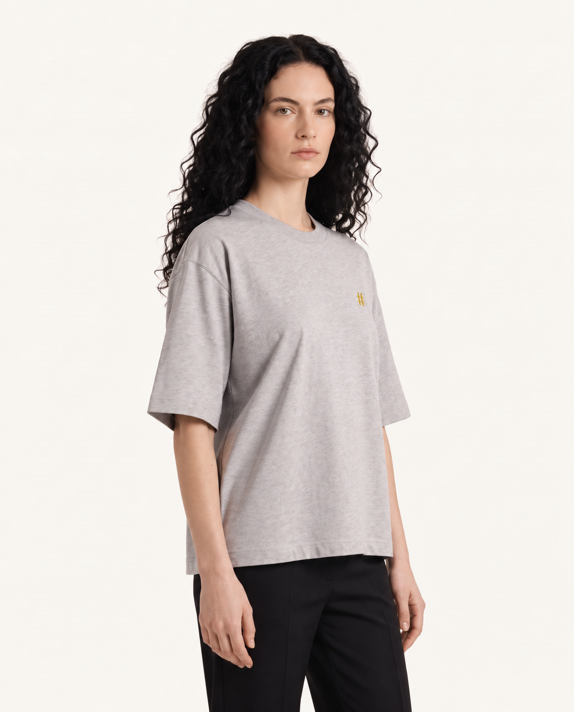 Oversized boxy-fit Dièse T-shirt — Heather grey