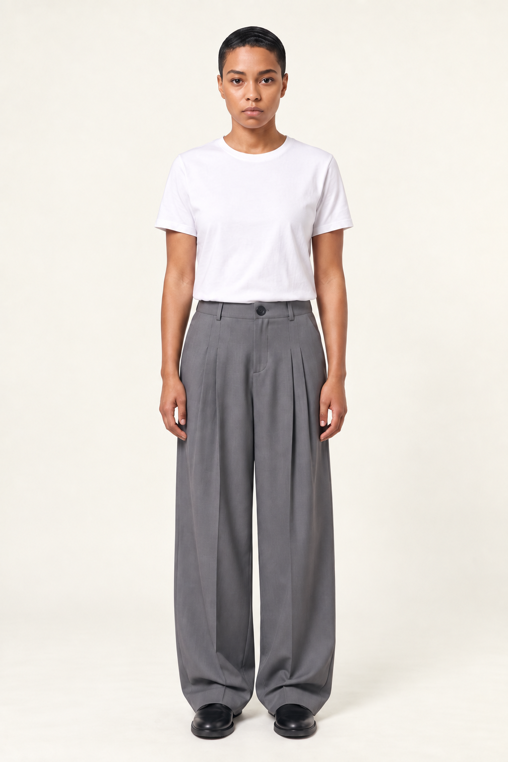 Dièse High-Waisted Trousers — Slate Grey