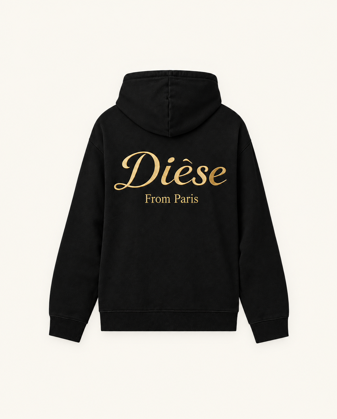 Dièse Hoodie with gold embroidery — Deep Black — ✦ LIMITED EDITION ✦