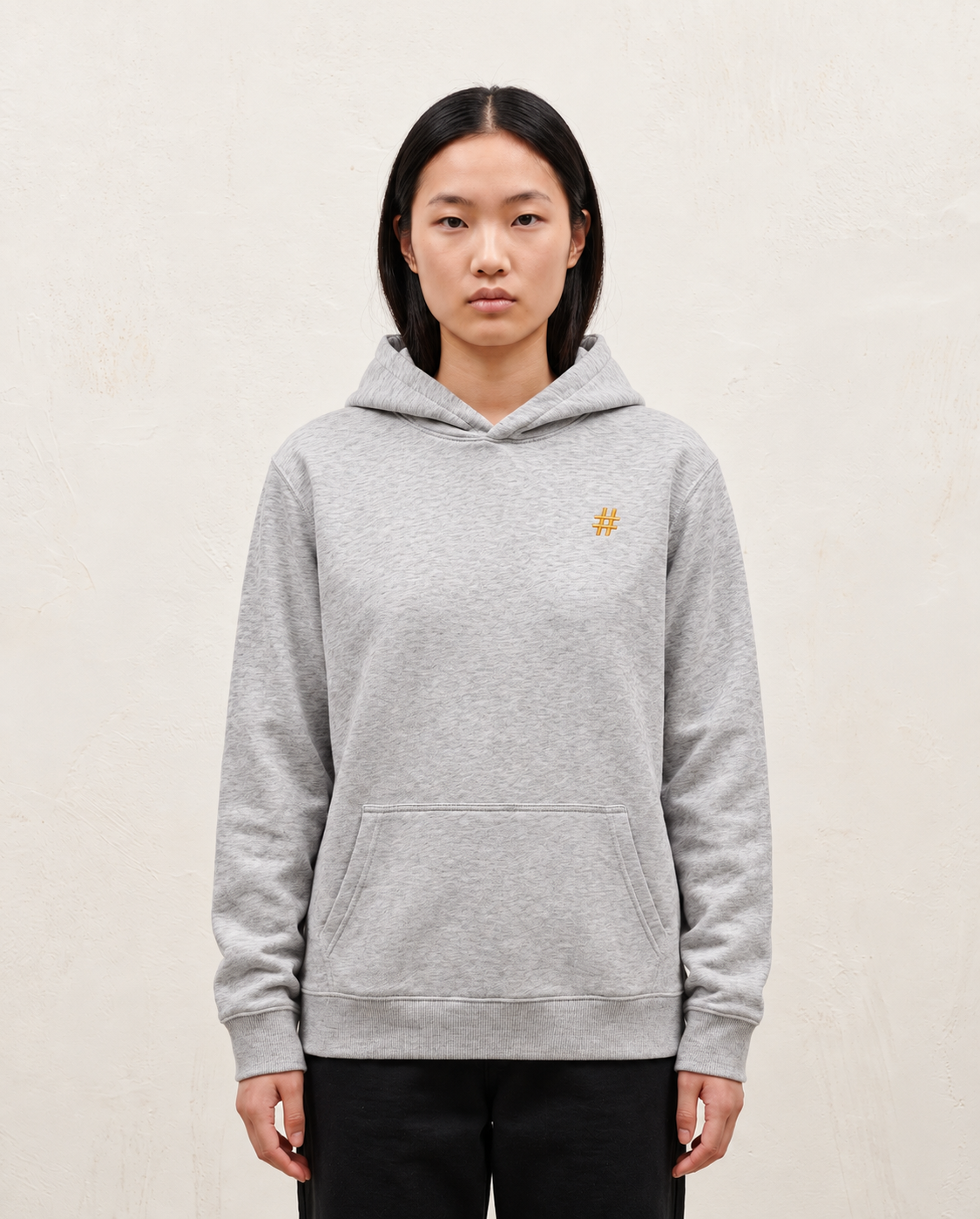 Sharp Hoodie with gold embroidery — Heather grey