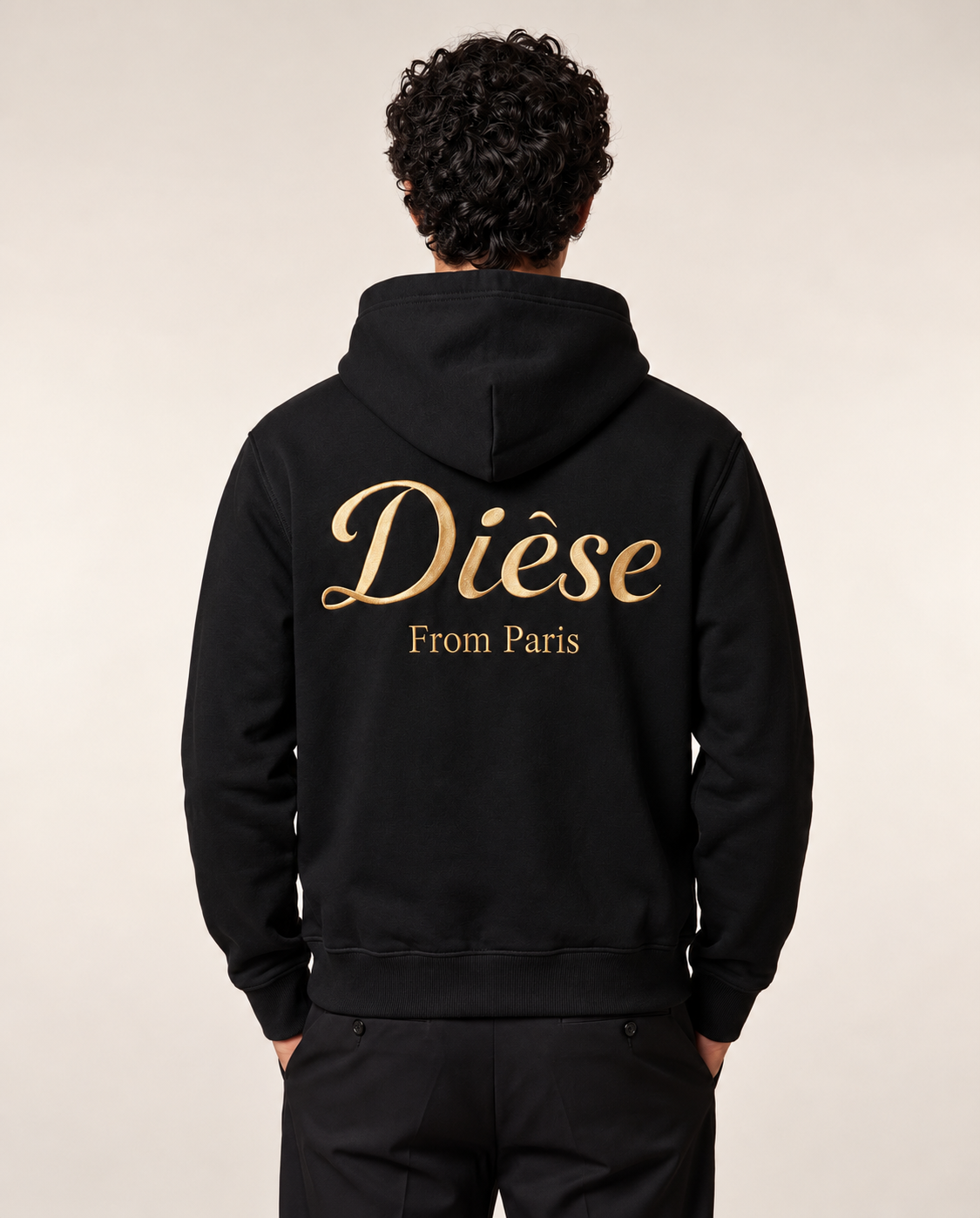Dièse Hoodie with gold embroidery — Deep Black — ✦ LIMITED EDITION ✦