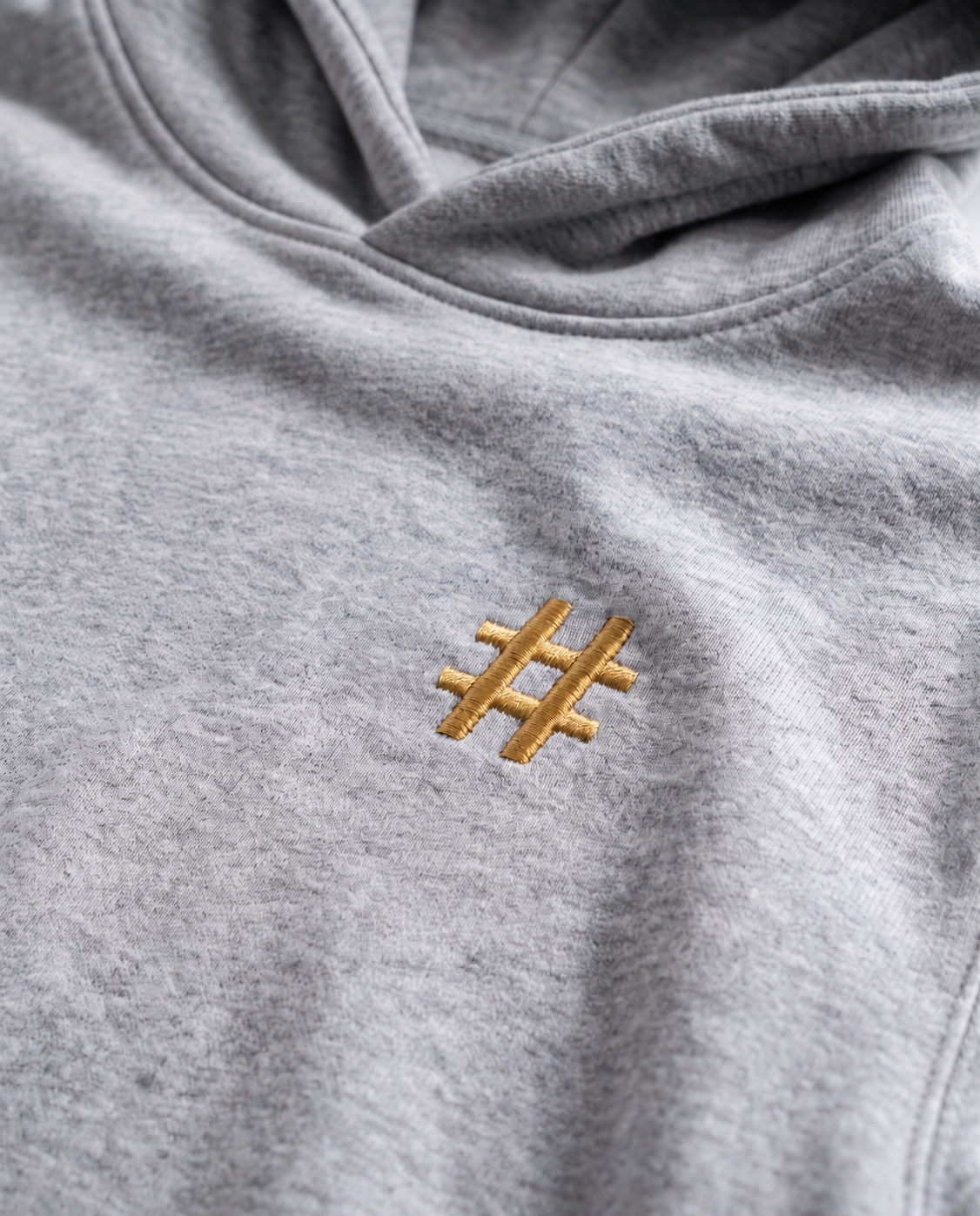 Sharp Hoodie with gold embroidery — Heather grey