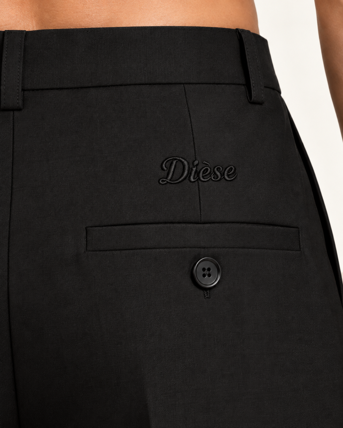 Dièse High-Waisted Trousers — Deep Black