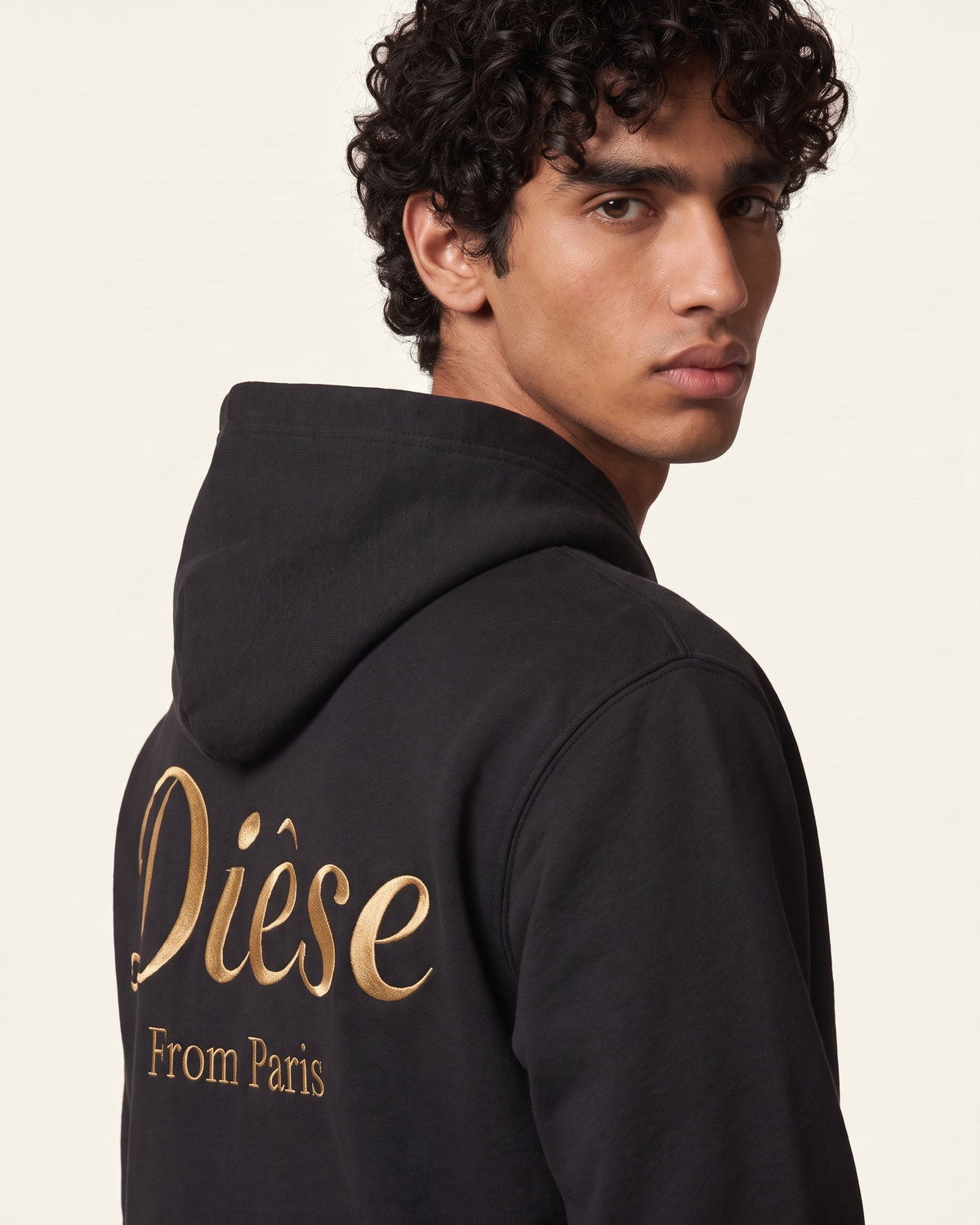 Dièse Hoodie with gold embroidery — Deep Black — ✦ LIMITED EDITION ✦