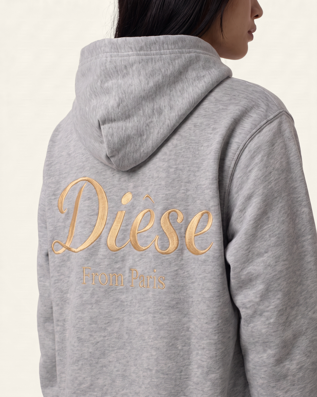 Sharp Hoodie with gold embroidery — Heather grey