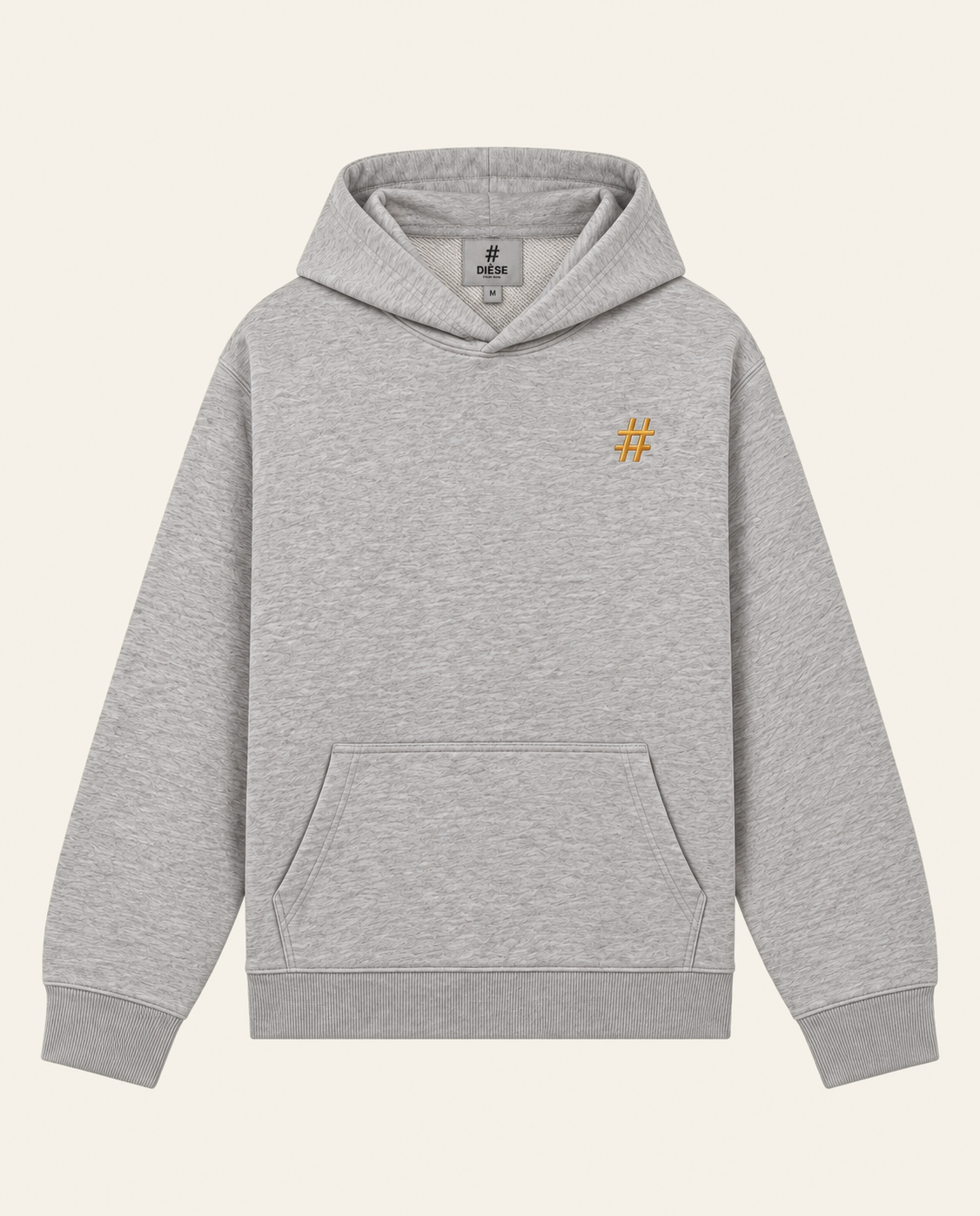 Sharp Hoodie with gold embroidery — Heather grey