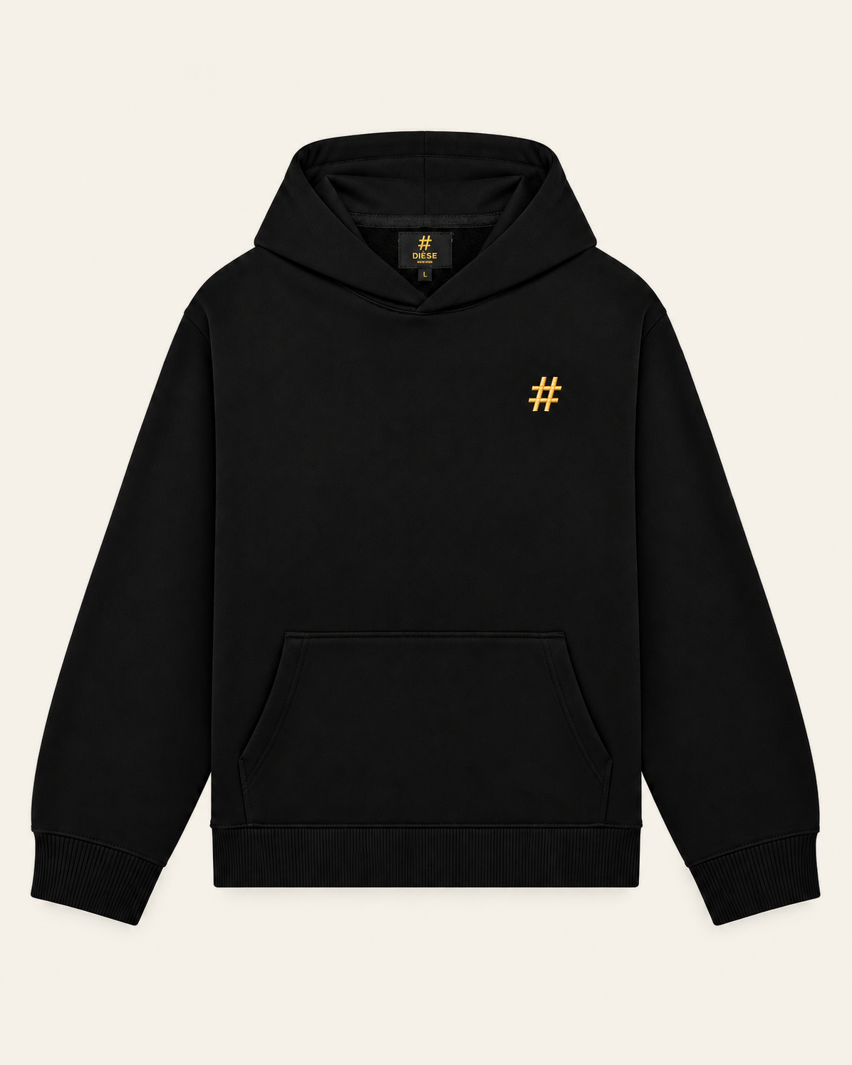 Dièse Hoodie with gold embroidery — Deep Black — ✦ LIMITED EDITION ✦