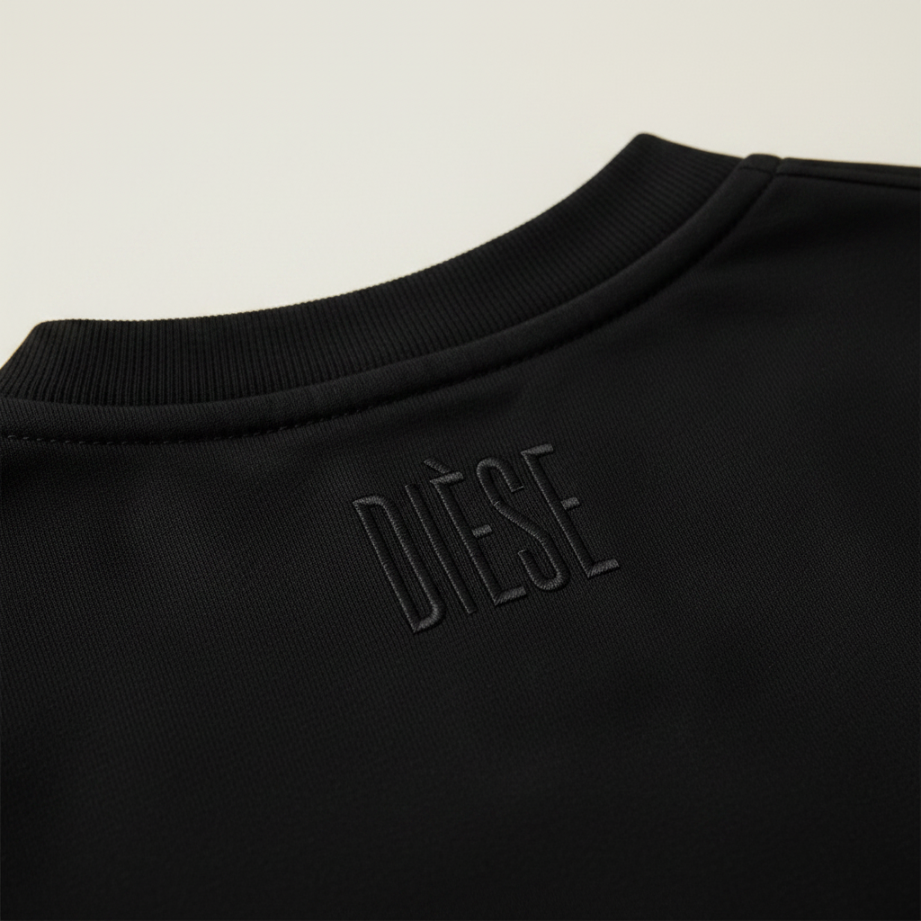 Oversized boxy-fit Dièse T-shirt — Deep black